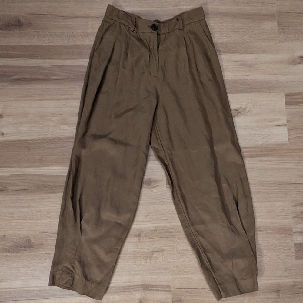 Mango Brown Tailored Trousers Size 40 Womens Straight Leg Work Pants